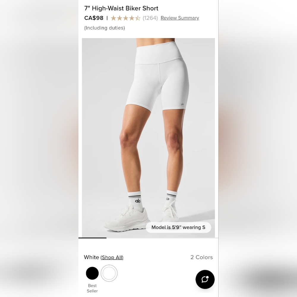 ALO Yoga Women's 7" High Waist Biker Shorts WHITE
